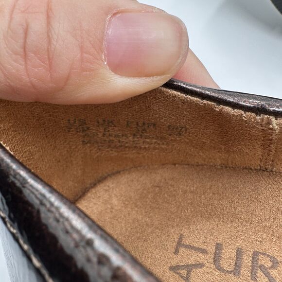 Naturalizer Loafer Womens Size 7.5 Brown Patent Platform Chunky Platform Chain - Picture 9 of 11